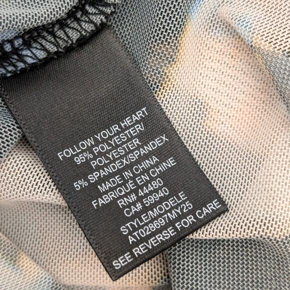 AFRM Women's Long Sleeve Power Mesh Top Shadow Floral Thumb Hole Size M - Picture 9 of 11